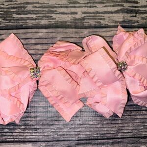 Charming Pink Hair Bow with Rhinestone Detail